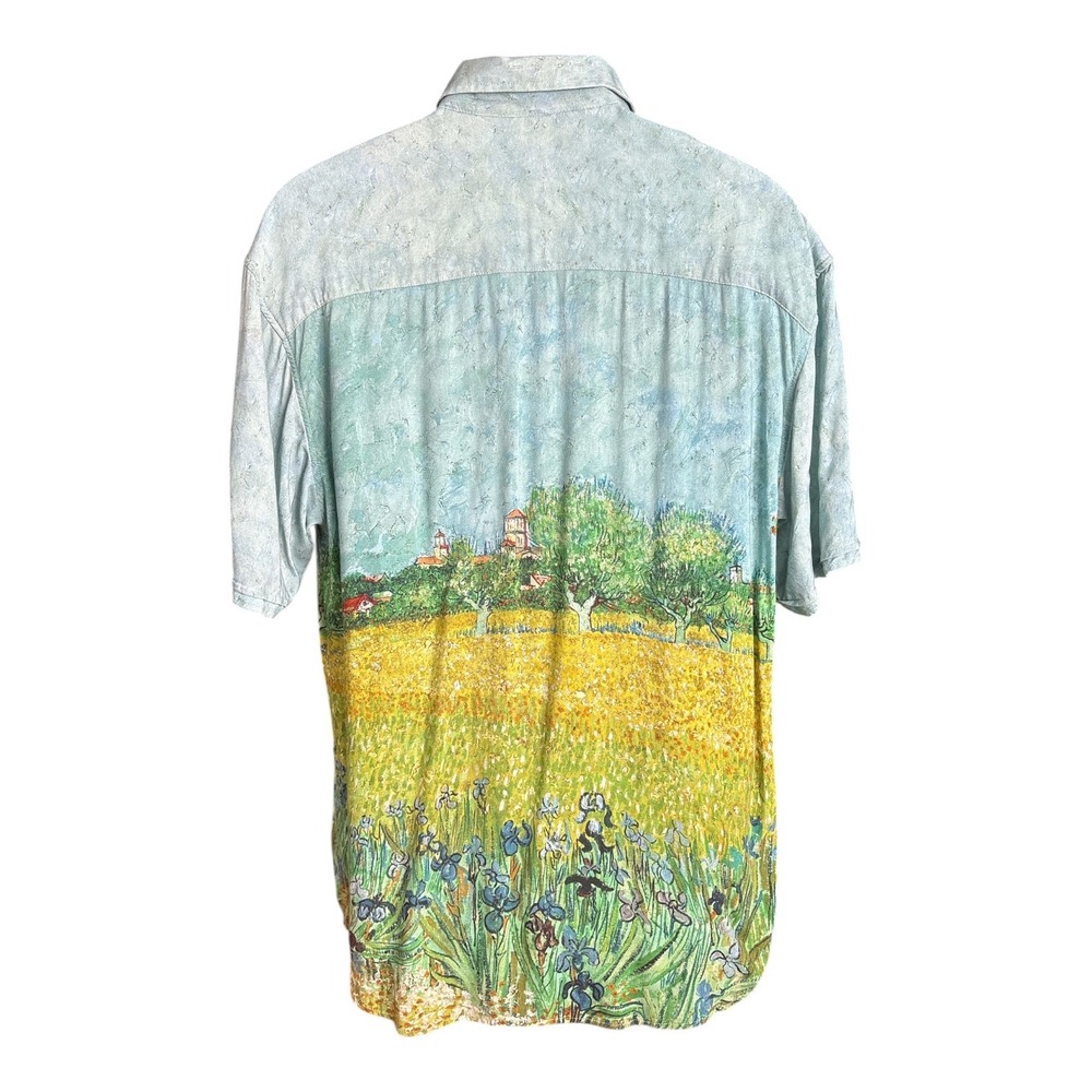 RSVLTS Van Gogh Museum Series Field With Irises near Arles Button-Up Shirt,Large - Picture 4 of 6